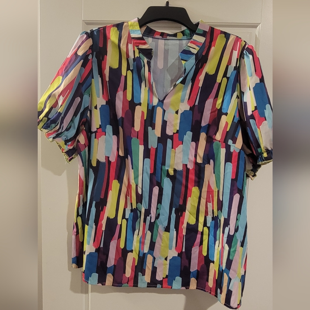 SHEIN Multicolor Abstract Print Blouse